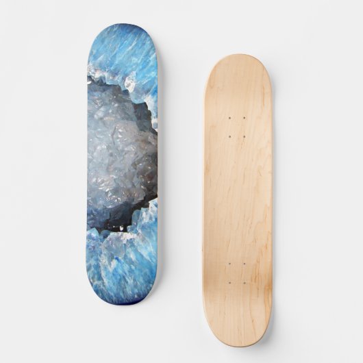 Falln Blue Crystal Geode Persoonlijk Skateboard (Voorkant)