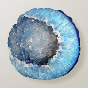Falln Blue Crystal Geode Rond Kussen