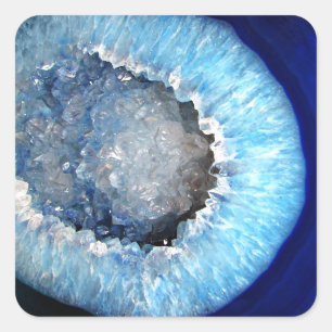 Falln Blue Crystal Geode Vierkante Sticker