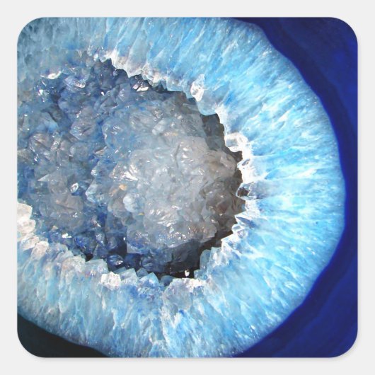 Falln Blue Crystal Geode Vierkante Sticker (Voorkant)