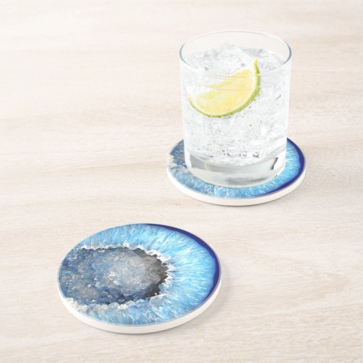 Falln Blue Crystal Geode Zandsteen Onderzetter (Zijkant)