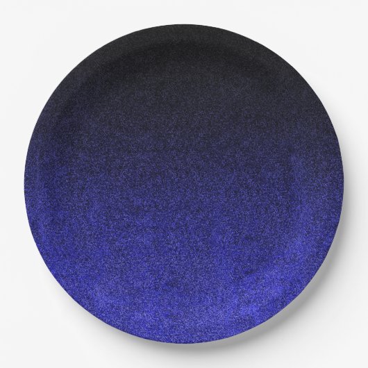 Falln Blue en Black Glitter Gradient Papieren Bordje (Voorkant)