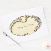Falln Blue en Gold Victoriaans Lijst Ovale Sticker (Envelop)