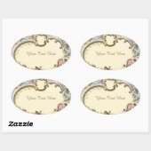 Falln Blue en Gold Victoriaans Lijst Ovale Sticker (Vel)