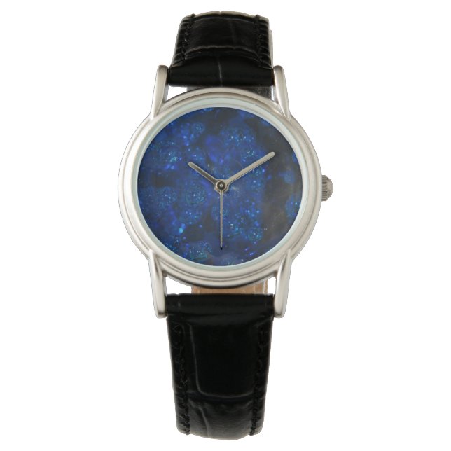 Falln Blue Glass Bubbles Horloge (Voorkant)