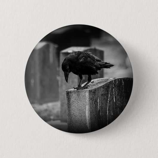 Falln Cemetery Crow Ronde Button 5,7 Cm (Voorkant)