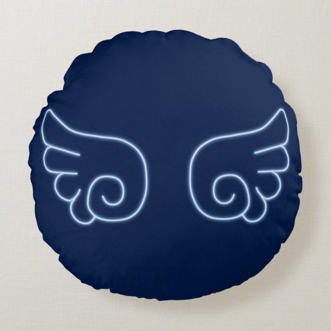 Falln Chibi Angel Wings Rond Kussen (Voorkant)