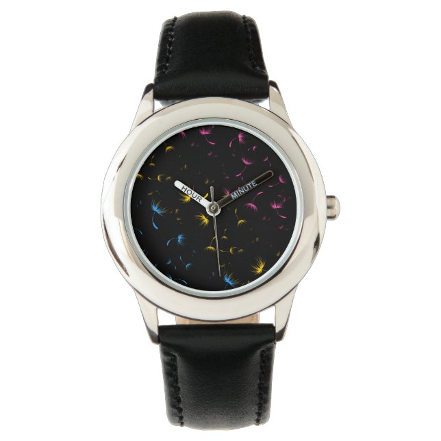 Falln Dandelion Seeds Pansexual Pride Horloge (Voorkant)