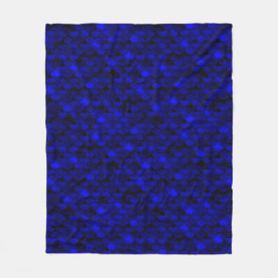 Falln Dark Blue Mermaid Scales Fleece Deken