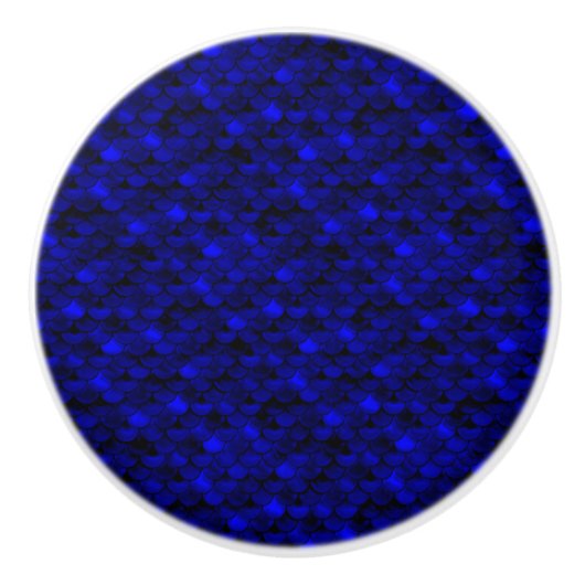 Falln Dark Blue Mermaid Scales Keramische Knop (Voorkant)