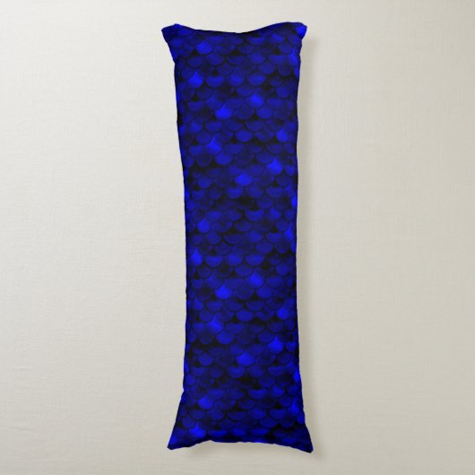 Falln Dark Blue Mermaid Scales Lichaamskussen (Voorkant Verticaal)