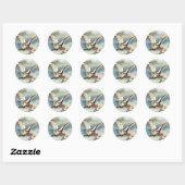 Falln Dove met Rozen Ronde Sticker (Vel)