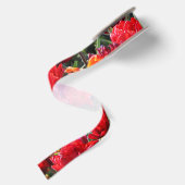 Falln Floral Crimson Waves Satijnen Lint (Achterkant)