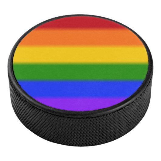 Falln Gay Pride Flag Hockey Puck (3/4)