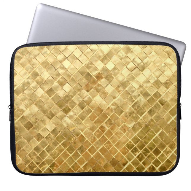 Falln Golden Checkerboard Laptop Sleeve (Voorkant)