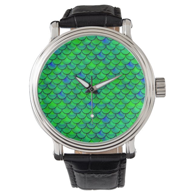 Falln Green Blue Scales Horloge (Voorkant)
