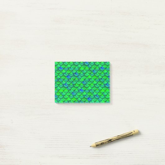 Falln Green Blue Scales Post-it® Notes (Op bureau)