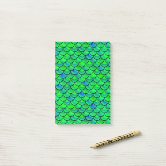Falln Green Blue Scales Post-it® Notes (Op bureau)