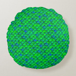 Falln Green Blue Scales Rond Kussen