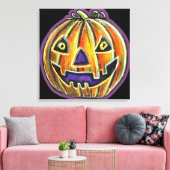 Falln Grinning Pumpkin Haloweenies Canvas Afdruk (Insitu (Woonkamer))