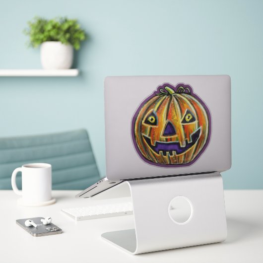 Falln Grinning Pumpkin  Haloweenies Sticker (Laptop op bureau)