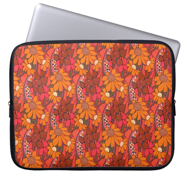 Falln Groovy Flowers Laptop Sleeve (Voorkant)
