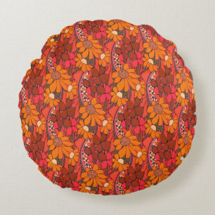 Falln Groovy Flowers Rond Kussen