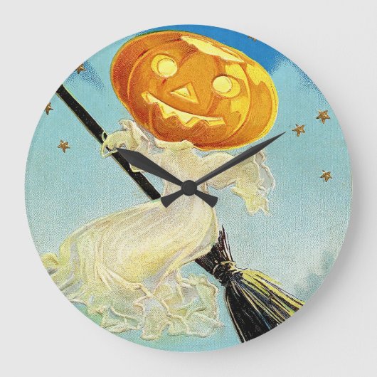 Falln Happy Halloween Pumpkin Witch Grote Klok (Voorkant)