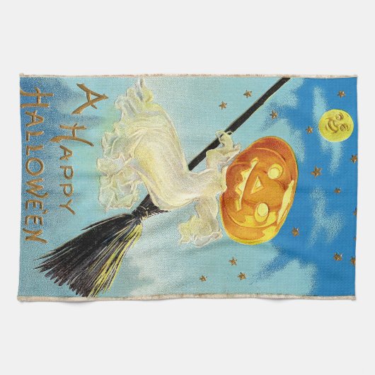 Falln Happy Halloween Pumpkin Witch Theedoek (Horizontaal)