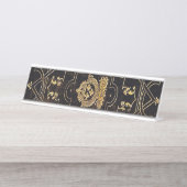 Falln  leder en goud bureau naambordje (Voorkant)