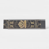 Falln  leder en goud bureau naambordje (Voorkant)