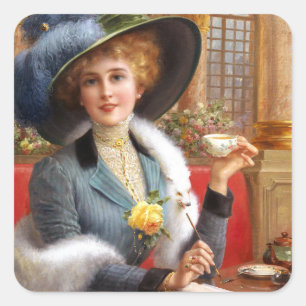 Falln letters en thee vierkante sticker