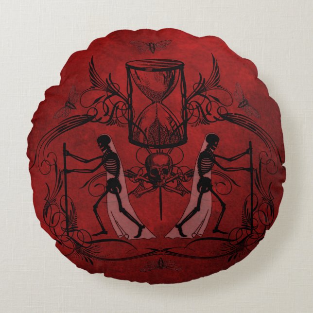 Falln Memento Mori Rond Kussen (Voorkant)