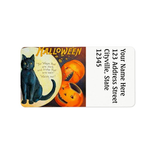 Falln Merry Halloween Cat Etiket (Voorkant)
