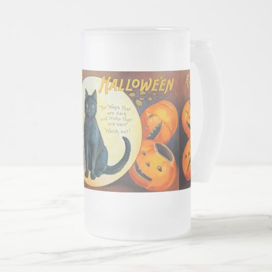 Falln Merry Halloween Cat Matglas Bierpul (Voorkant rechts)