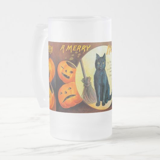 Falln Merry Halloween Cat Matglas Bierpul (Voorkant links)
