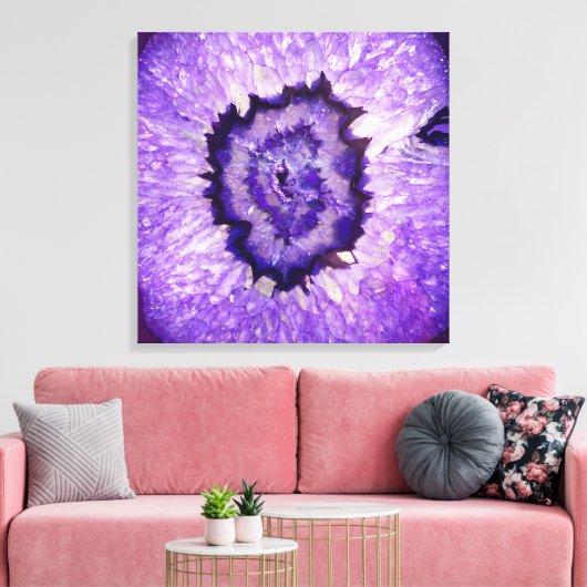 Falln Paarse Agate Geode Canvas Afdruk (Insitu (Woonkamer))