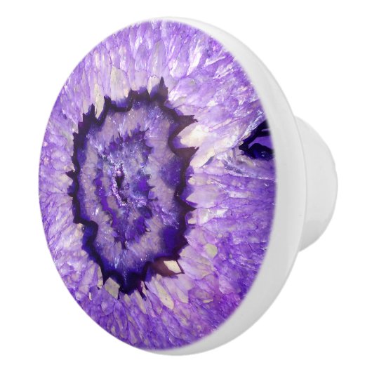 Falln Paarse Agate Geode Keramische Knop (Rechts)