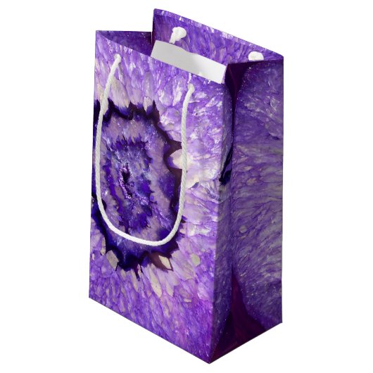 Falln Paarse Agate Geode Klein Cadeauzakje (Achterkant Gekanteld)