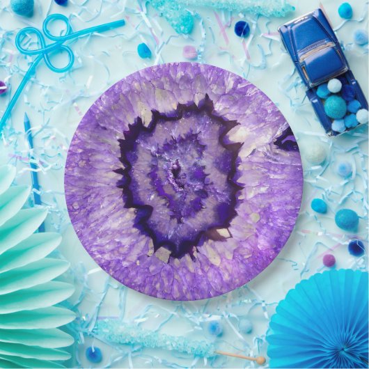 Falln Paarse Agate Geode Papieren Bordje (Feest)