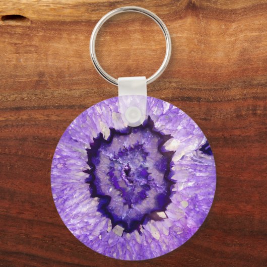 Falln Paarse Agate Geode Sleutelhanger (Voorkant)