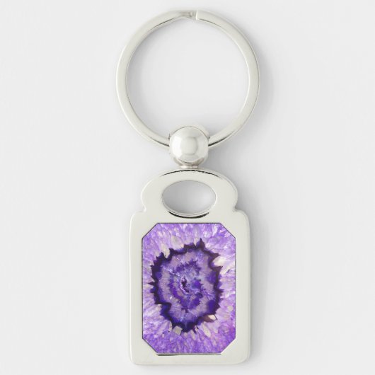 Falln Paarse Agate Geode Sleutelhanger (Voorkant)