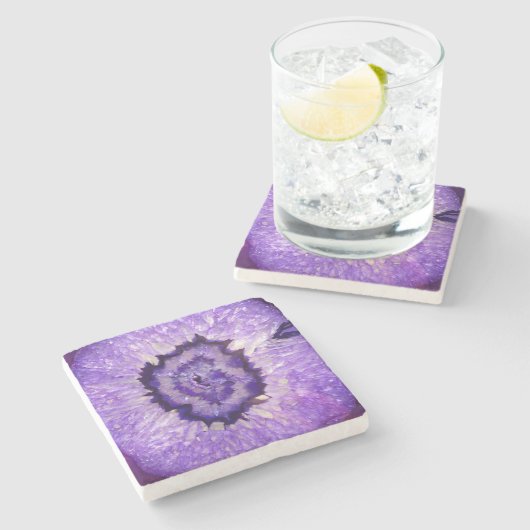 Falln Paarse Agate Geode Stenen Onderzetter (Zijkant)