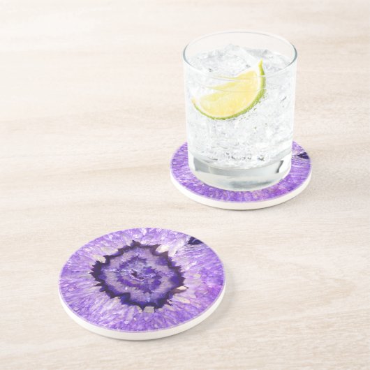 Falln Paarse Agate Geode Zandsteen Onderzetter (Zijkant)