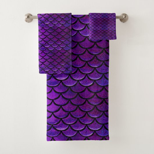Falln Paarse en Blue Mermaid Scales Bad Handdoek (Insitu)