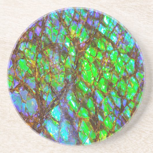 Falln Peacock Ammolite Zandsteen Onderzetter (Voorkant)