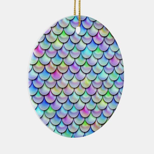 Falln Rainbow Bubble Mermaid Scales Keramisch Ornament (Rechts)