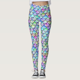 Falln Rainbow Bubble Mermaid Scales Leggings