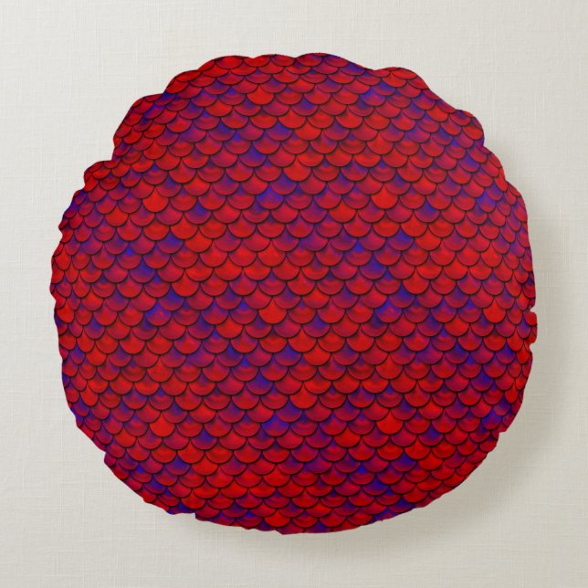 Falln Red en Paarse kalveren Rond Kussen (Voorkant)