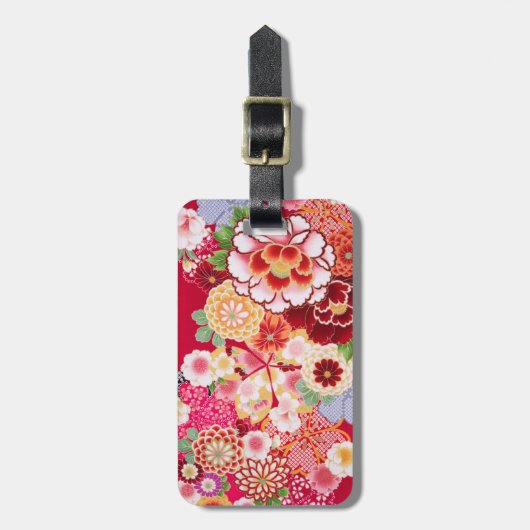 Falln Red Floral Burst Bagagelabel (Voorkant verticaal)